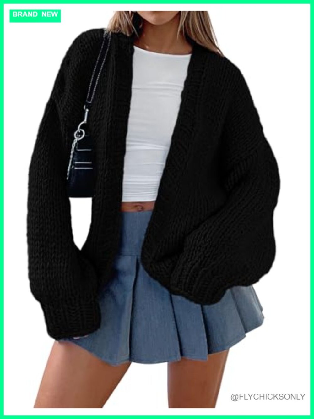 Open Front Chunky Knit Cardigan Sweater Women Long Sleeve